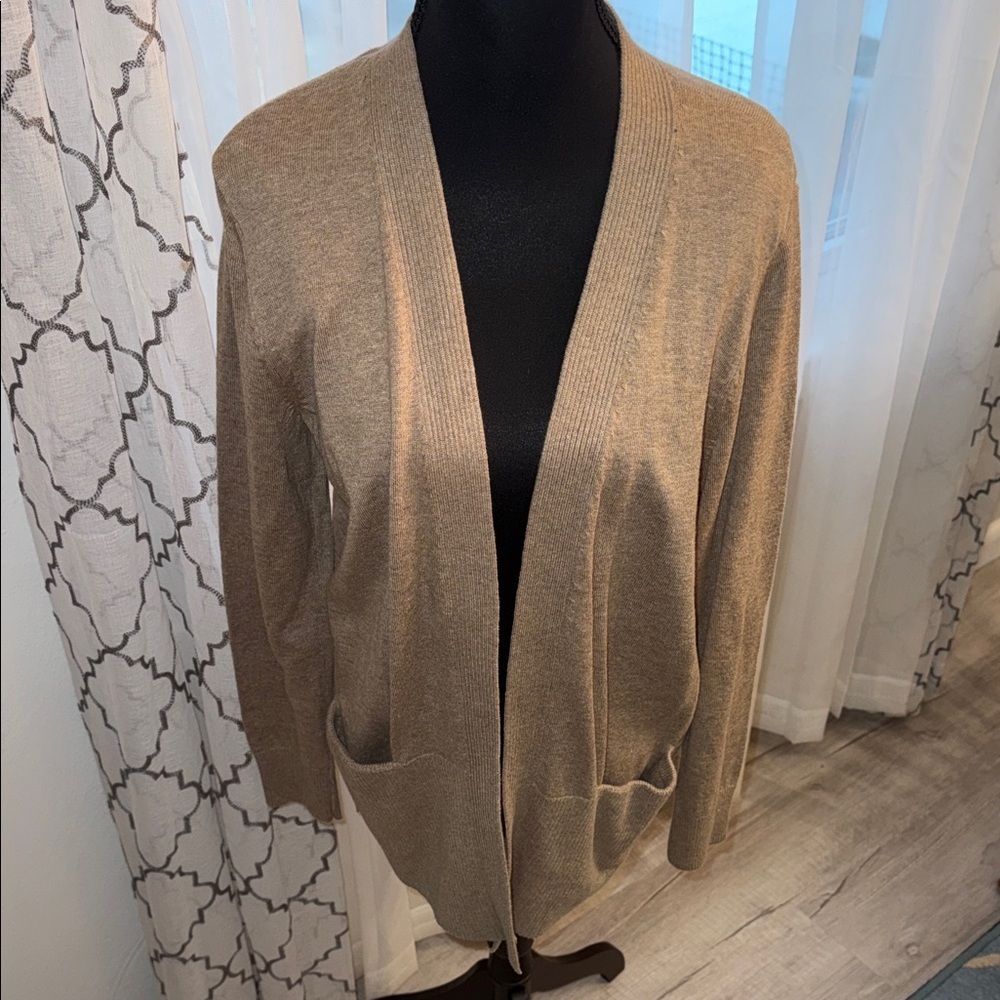 NWT Croft & Barrow Open-Front Lightweight Cardigan Sweater in Taupe casual,layer